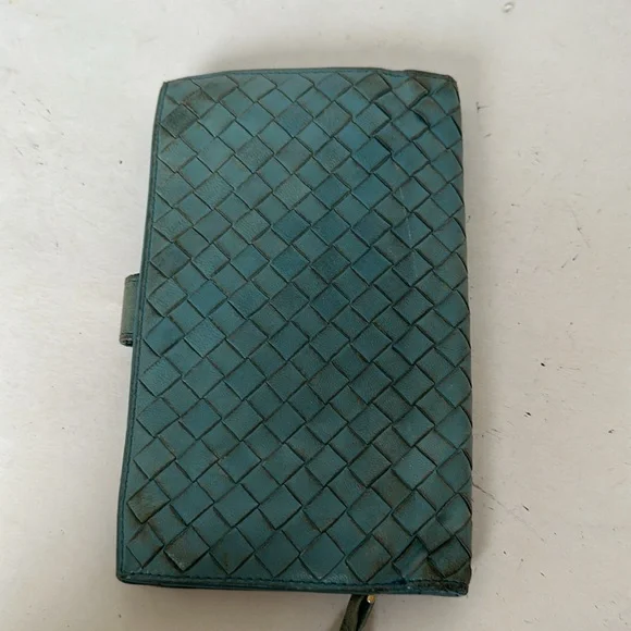 Bottega Veneta Woven Blue Leather Wallet - Picture 2 of 8
